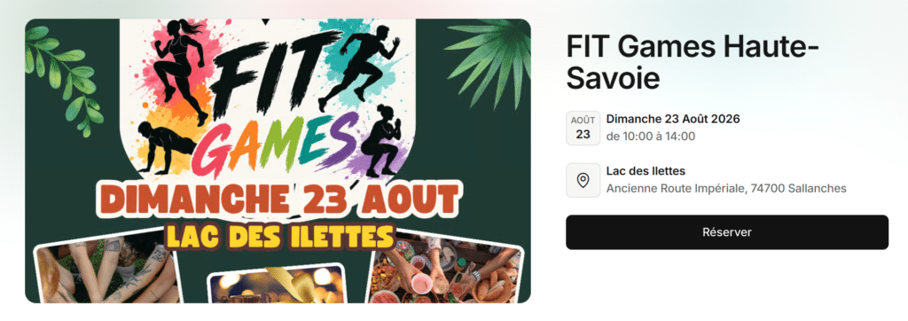 Affiche des FIT Games Haute-Savoie au lac des Îlettes à Sallanches le 23 août 2026